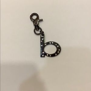 Bebe Metal Gray Crystal Jeweled Keychain